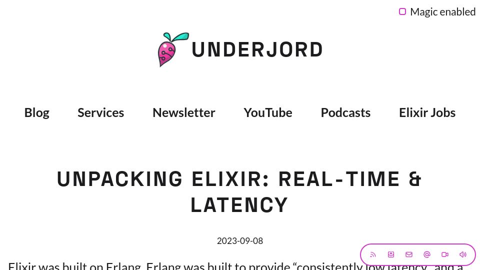 Screenshot of underjord.io: Unpacking Elixir: Real-Time and Latency