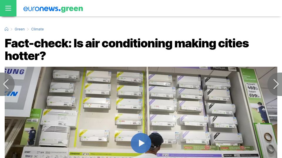 Screenshot of euronews.com: Is air conditioning making cities hotter?