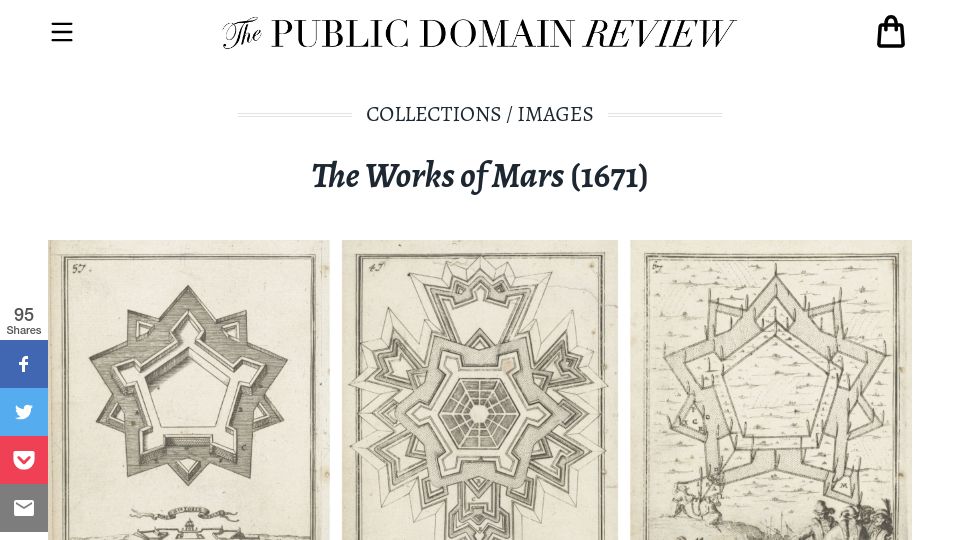 Screenshot of publicdomainreview.org: The Works of Mars (1671)