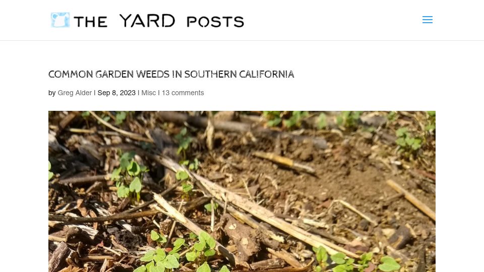 Screenshot of gregalder.com: Common garden weeds in Southern California