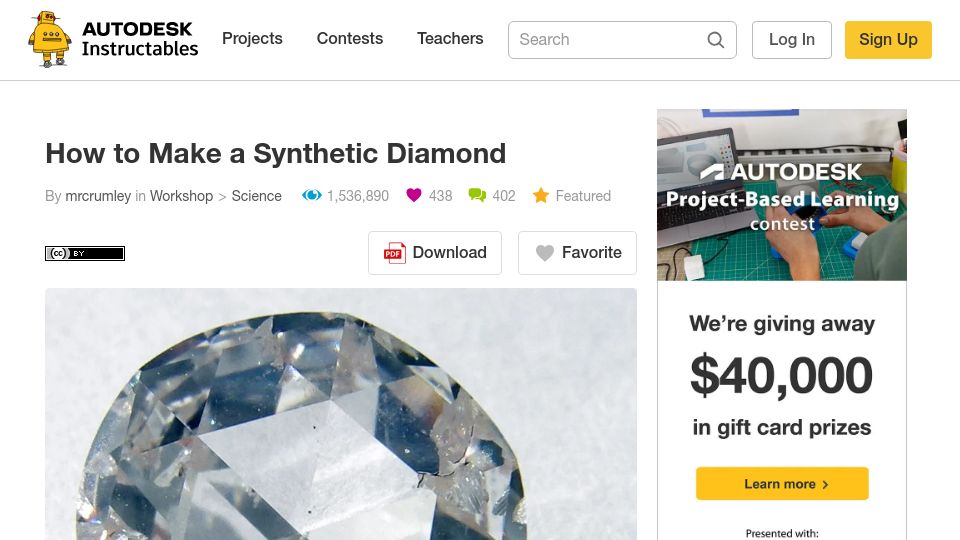 Screenshot of instructables.com: How to make a synthetic diamond