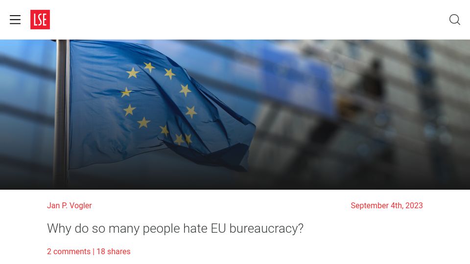 Screenshot of blogs.lse.ac.uk: Why do so many people hate EU bureaucracy?