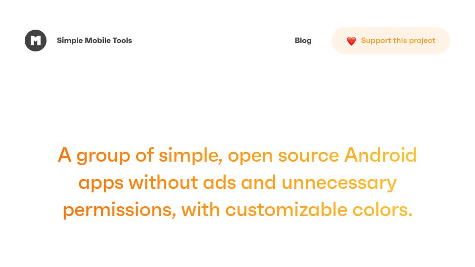 Screenshot of simplemobiletools.com: A group of open source Android apps without ads and unnecessary permissions
