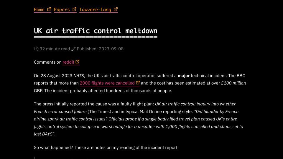 Screenshot of jameshaydon.github.io: UK air traffic control meltdown