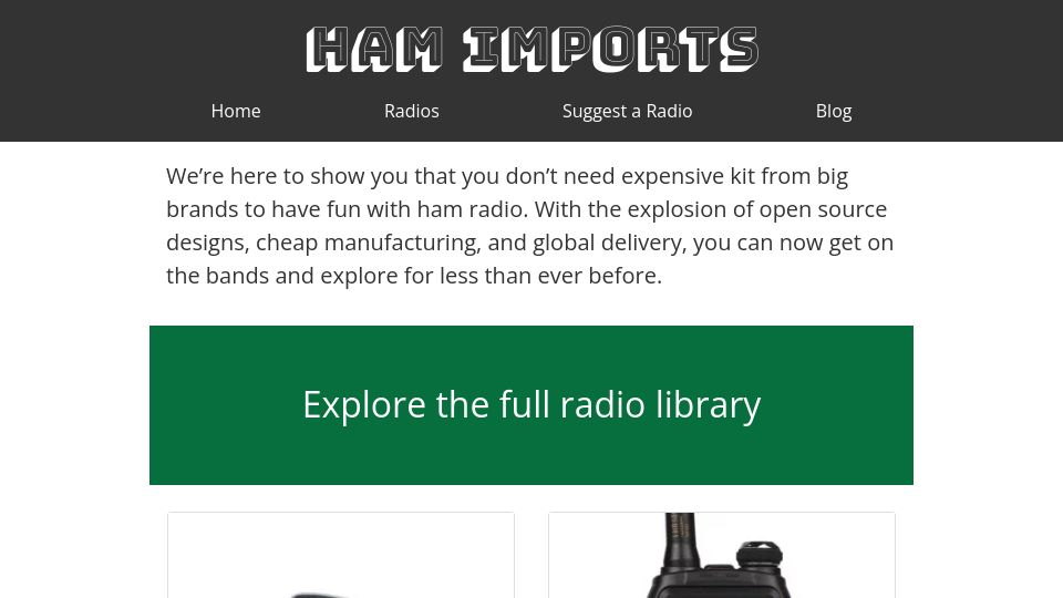 Screenshot of hamimports.com: Ham Imports