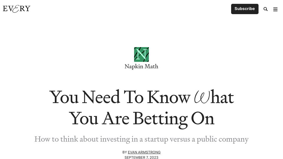 Screenshot of every.to: You need to know what you are betting on