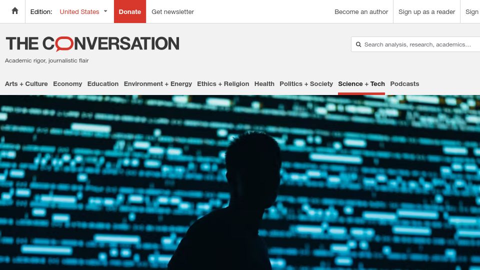 Screenshot of theconversation.com: Google Chrome just rolled out a new way to track you and serve ads