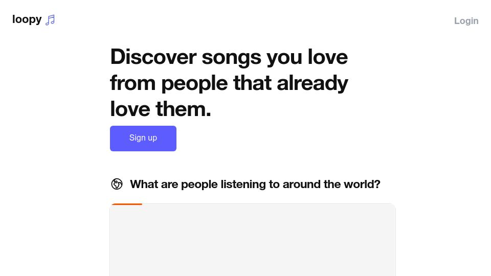 Screenshot of loopy.fm: Show HN: Loopy – share and find and music you love