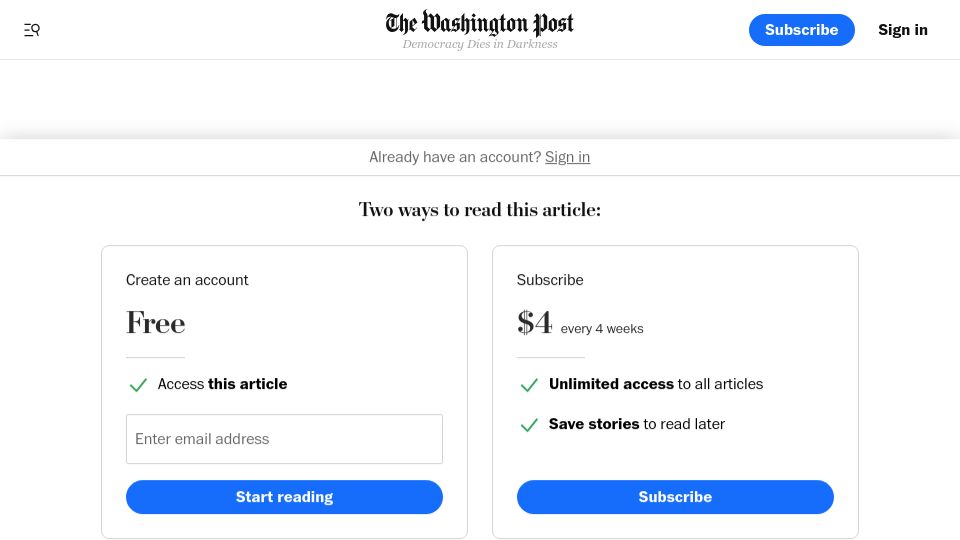 Screenshot of washingtonpost.com: Silicon Valley's quest to live forever now includes $2,500 full-body MRIs