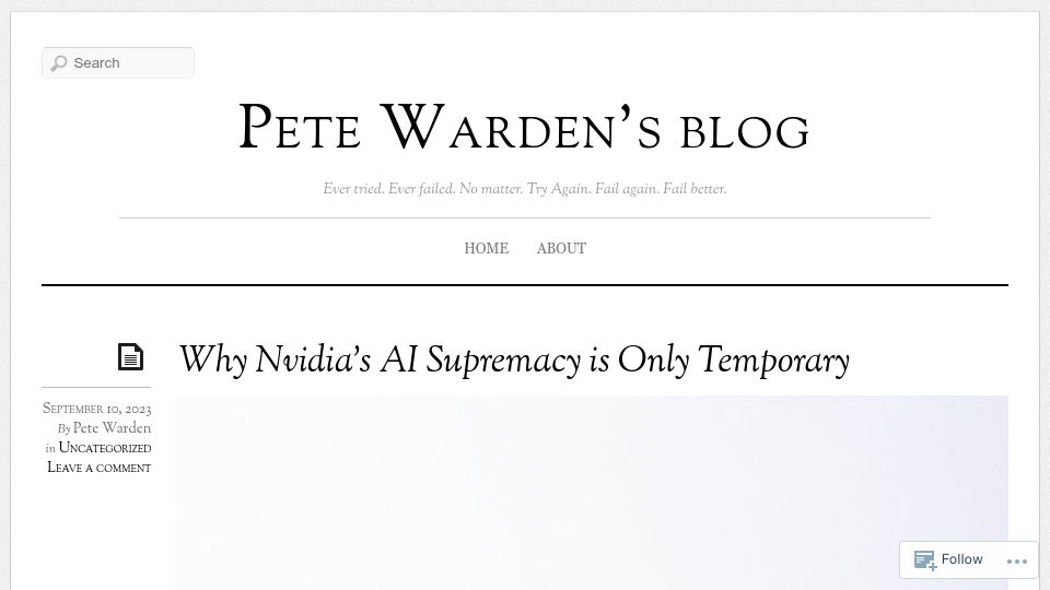 Screenshot of petewarden.com: Nvidia’s AI supremacy is only temporary