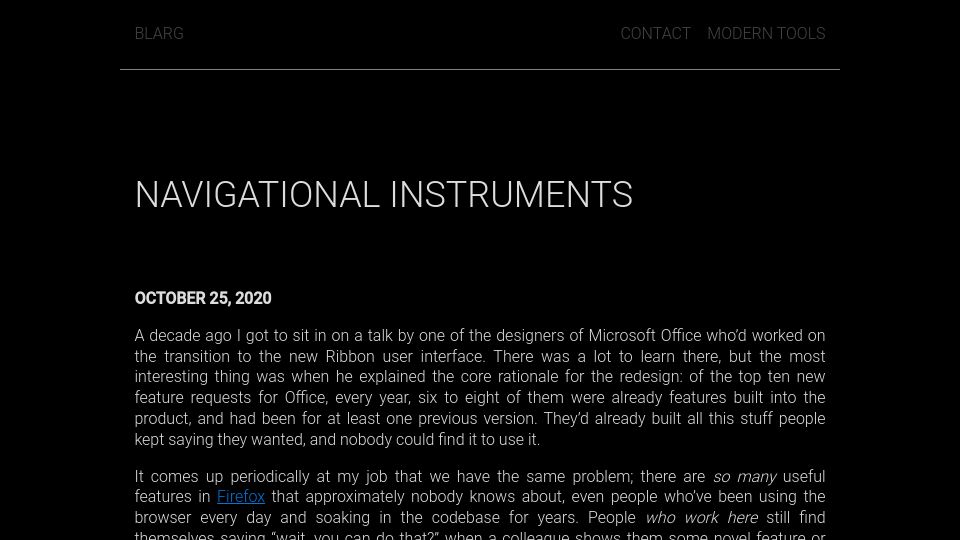 Screenshot of exple.tive.org: Navigational Instruments (2020)