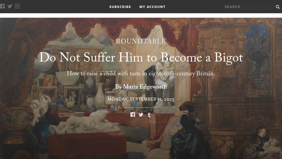 Screenshot of laphamsquarterly.org: How to raise a child with taste in eighteenth-century Britain