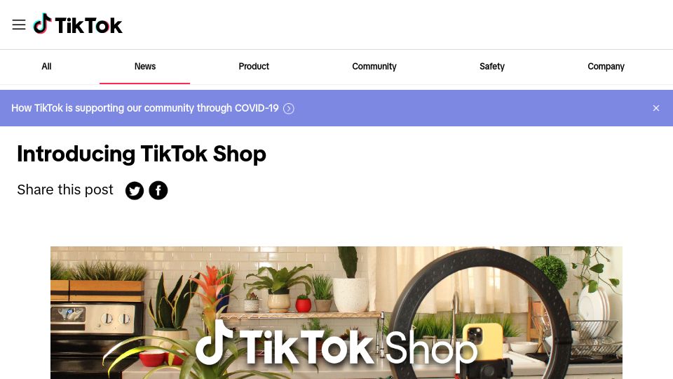 Screenshot of newsroom.tiktok.com: TikTok Shop