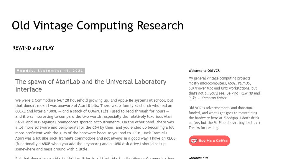 Screenshot of oldvcr.blogspot.com: The spawn of AtariLab and the Universal Laboratory Interface