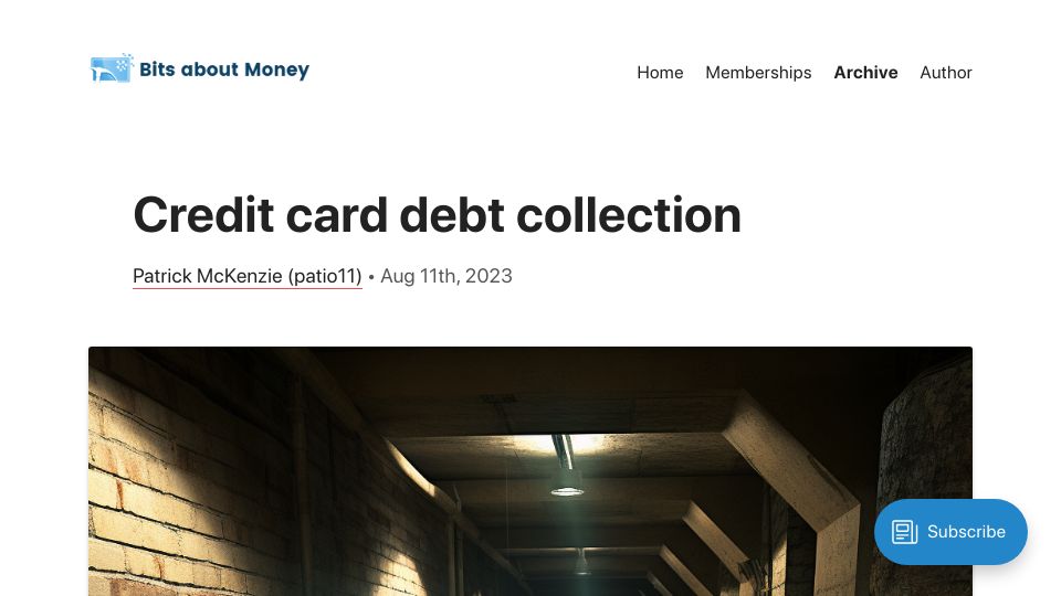 Screenshot of bitsaboutmoney.com: Credit card debt collection