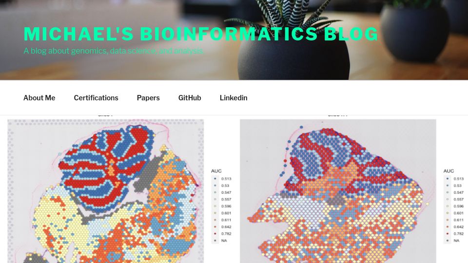 Screenshot of michaelchimenti.com: Perturbation analysis of spatial single cell RNA-seq (2021)