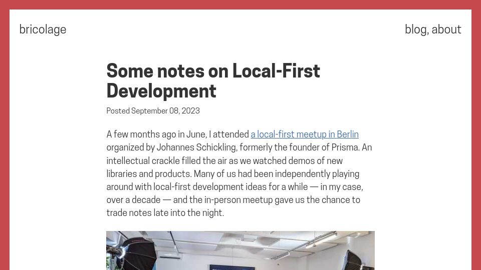 Screenshot of bricolage.io: Some notes on local-first development