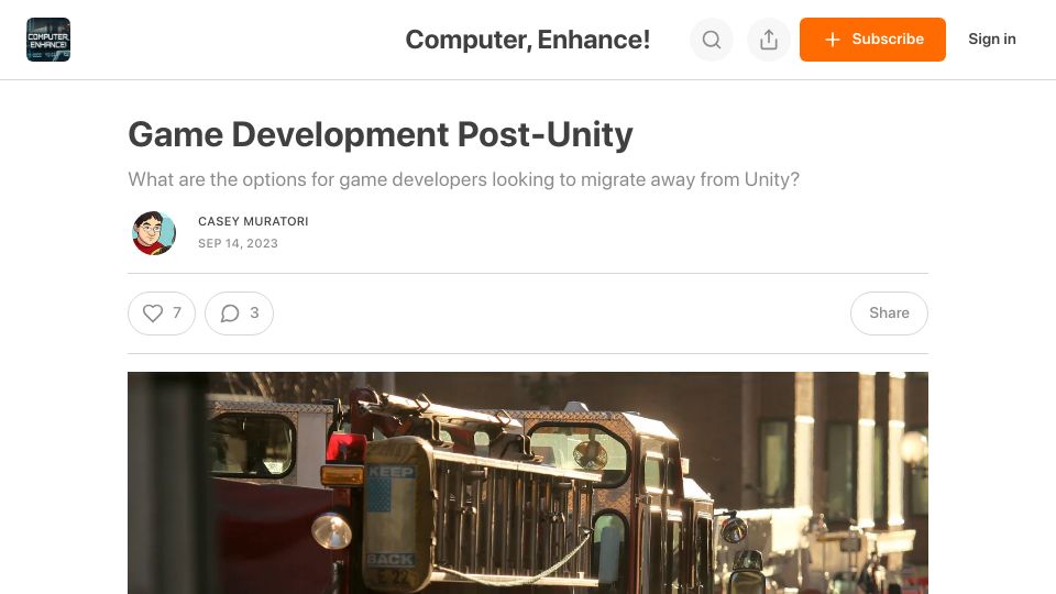 Screenshot of computerenhance.com: Game Development Post-Unity