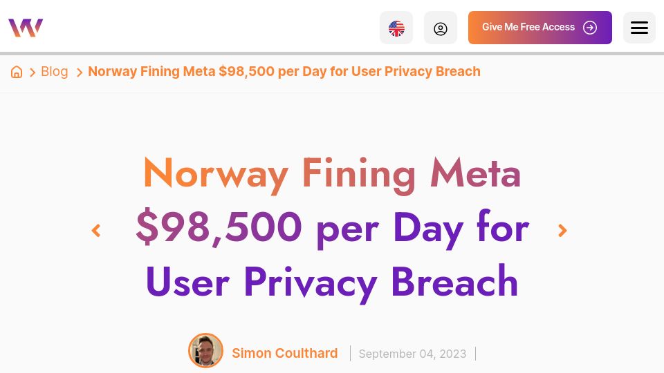 Screenshot of twipla.com: Norway Fining Meta $98,500 per Day for User Privacy Breach