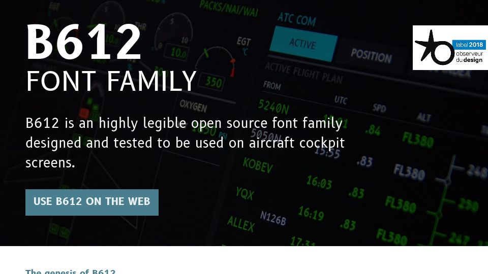 Screenshot of b612-font.com: B612 Font Family