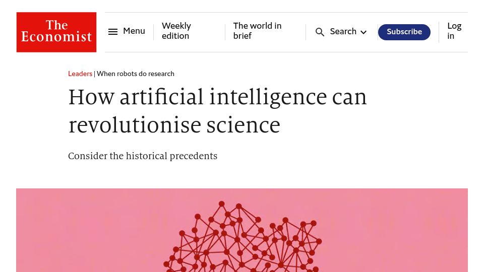 Screenshot of economist.com: Artificial intelligence can revolutionise science
