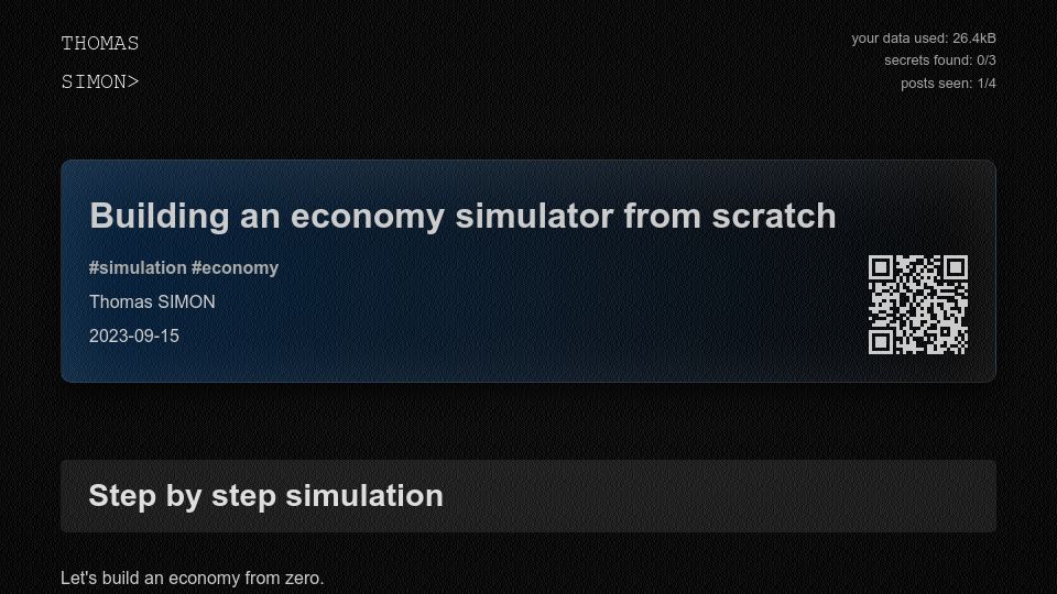 Screenshot of thomassimon.dev: Building an economy simulator from scratch