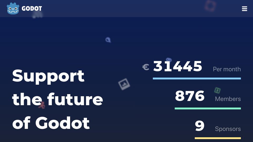 Screenshot of fund.godotengine.org: Godot Development Fund