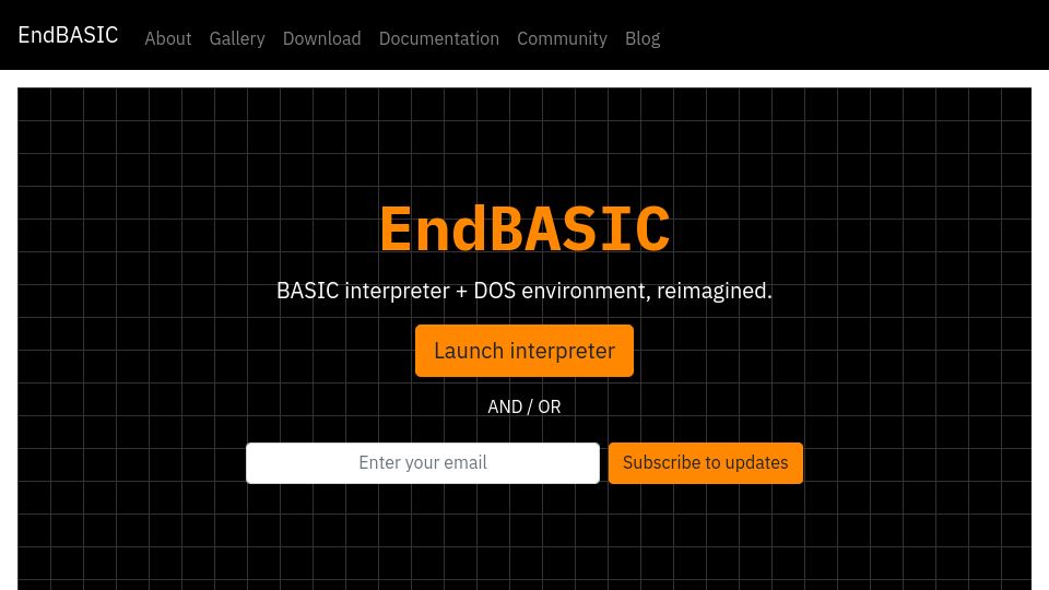 Screenshot of endbasic.dev: EndBASIC