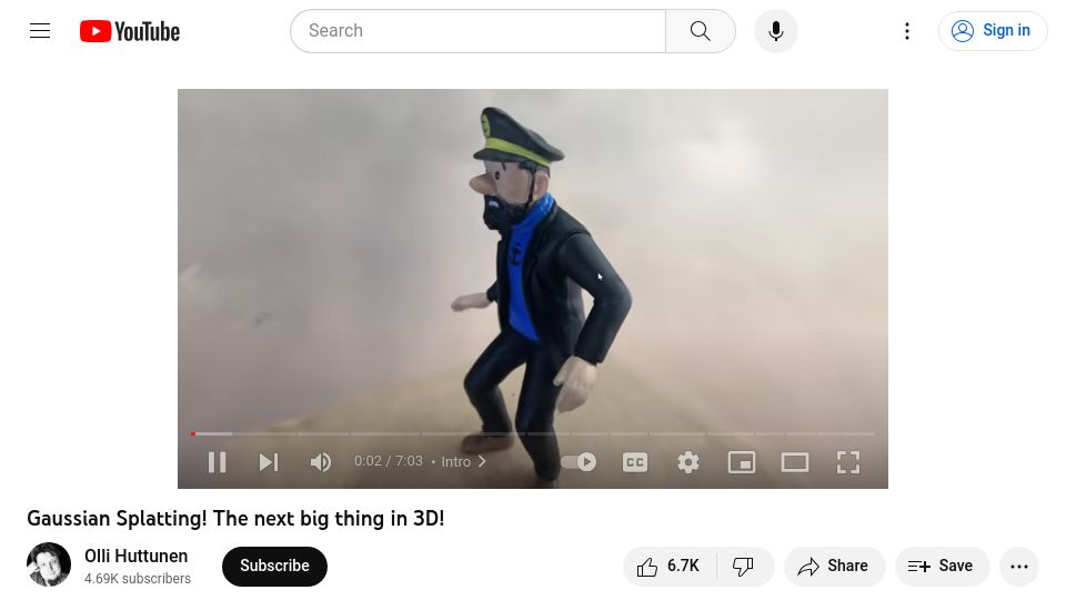 Screenshot of youtube.com: Gaussian Splatting: The next big thing in 3D [video]