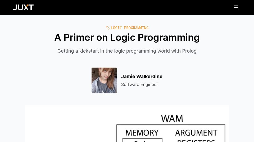 Screenshot of juxt.pro: A Primer on Logic Programming