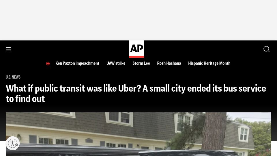 Screenshot of apnews.com: What if public transit was like Uber? A small city ended bus service to find out