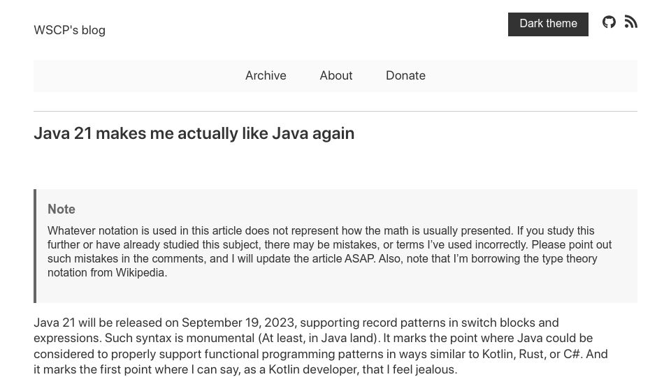 Screenshot of wscp.dev: Java 21 makes me like Java again