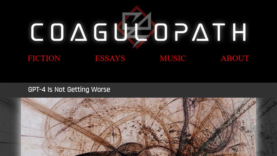Screenshot of coagulopath.com: GPT-4 is not getting worse