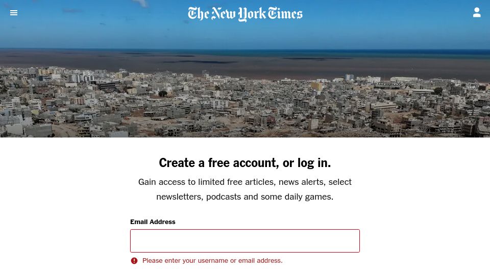 Screenshot of nytimes.com: Dire Warnings About Libya Dams Went Unheeded