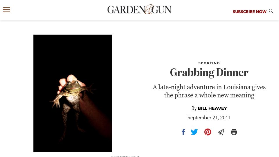 Screenshot of gardenandgun.com: Grabbing Dinner