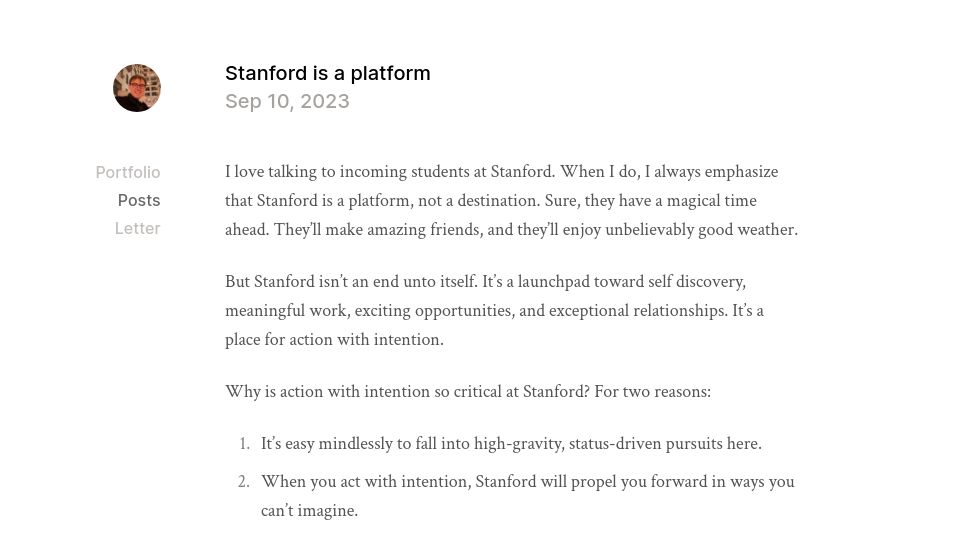 Screenshot of miles.land: Stanford is a platform