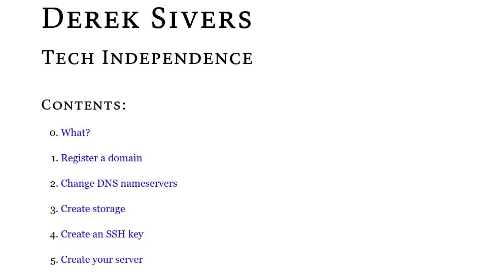 Screenshot of sive.rs: Tech Independence