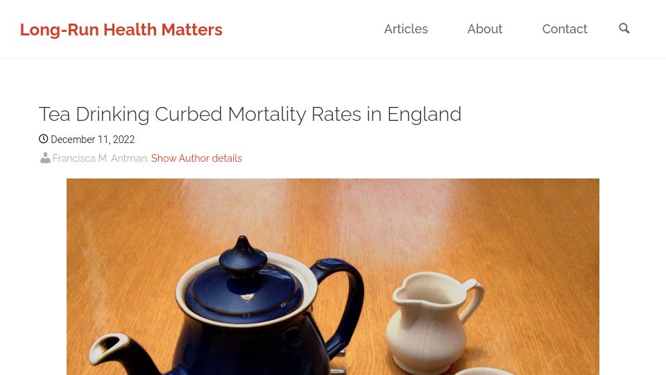Screenshot of lrhmatters.com: Tea Drinking Curbed Mortality Rates in England
