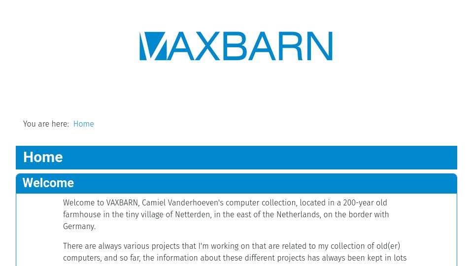 Screenshot of vaxbarn.com: Vaxbarn