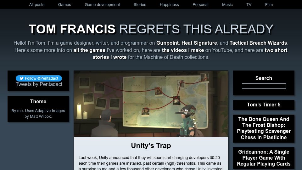 Screenshot of pentadact.com: Unity's Trap