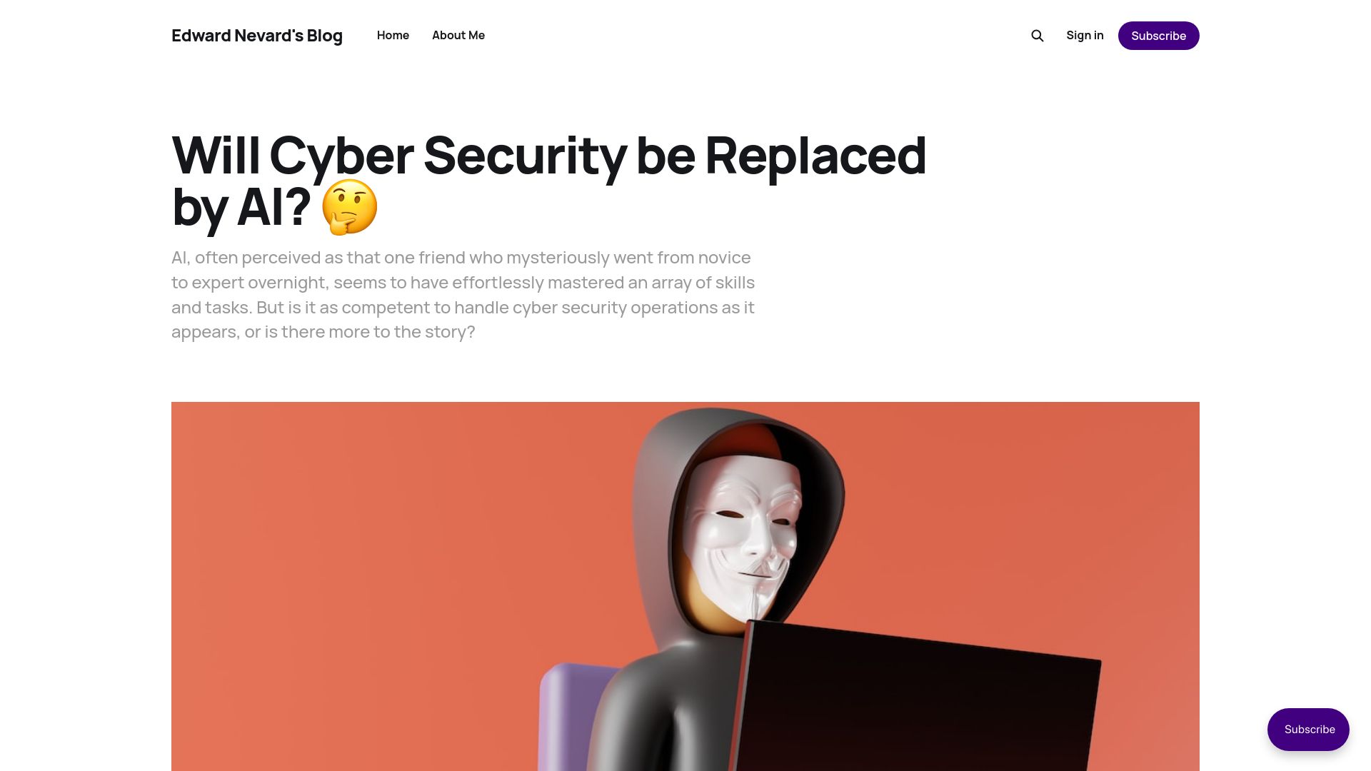 Screenshot of blog.edned.net: Will Cyber Security Be Replaced by AI?