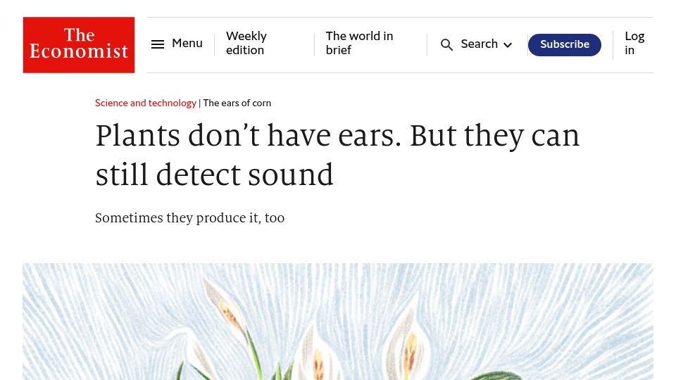 Screenshot of economist.com: Plants can detect sound