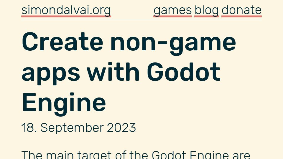 Screenshot of simondalvai.org: Create non-game apps with Godot Engine