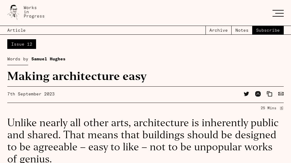 Screenshot of worksinprogress.co: Making architecture easy