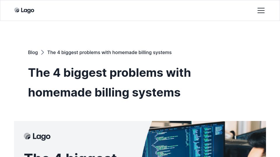 Screenshot of getlago.com: Problems with homemade billing systems