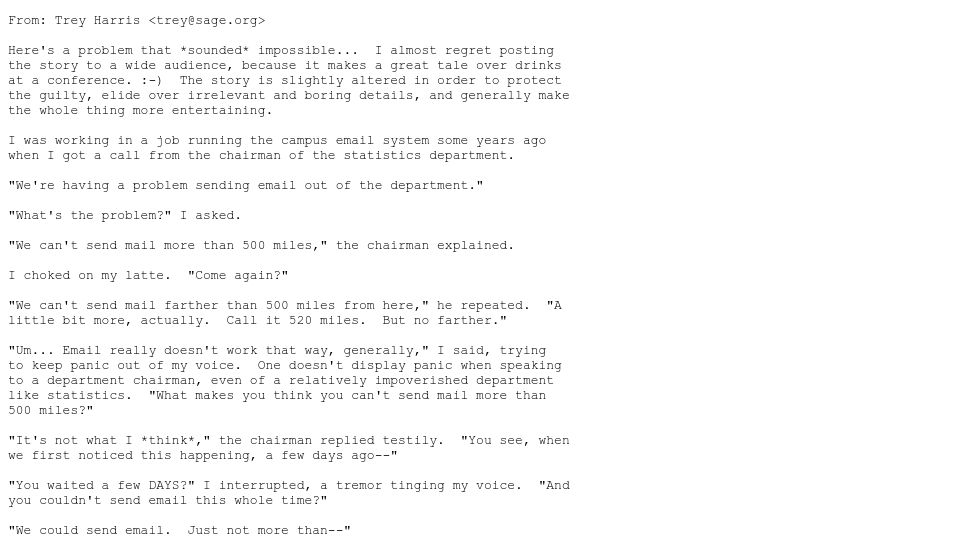 Screenshot of web.mit.edu: Can’t send email more than 500 miles (2002)