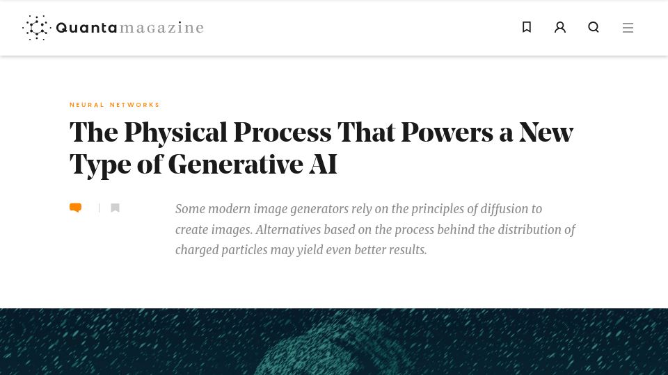 Screenshot of quantamagazine.org: The physical process that powers a new type of generative AI