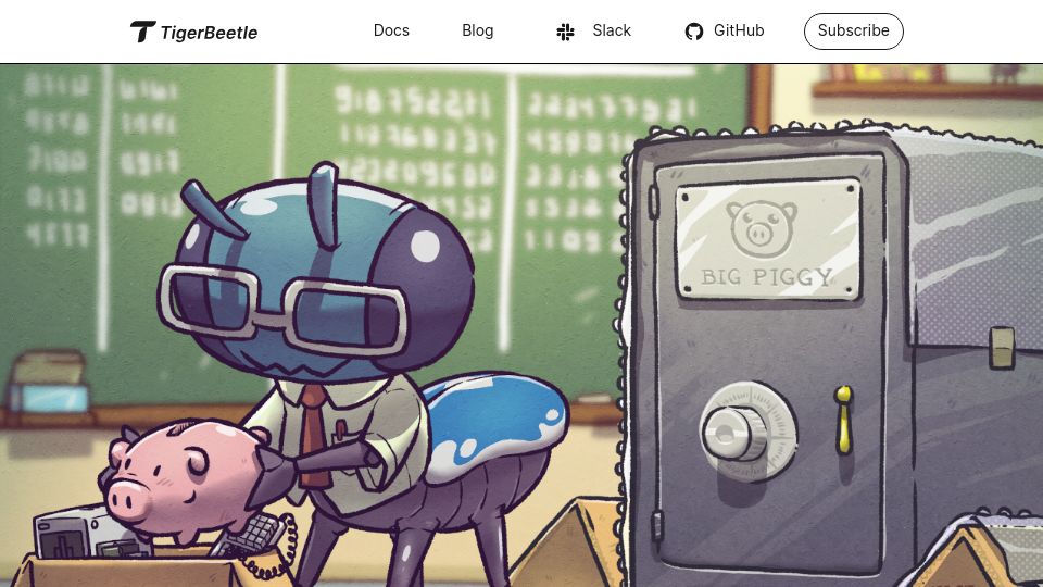 Screenshot of tigerbeetle.com: 64-bit bank balances ‘ought to be enough for anybody’?