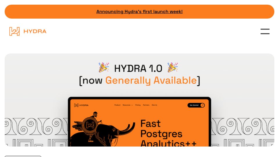 Screenshot of hydra.so: Show HN: Hydra - Open-Source Columnar Postgres