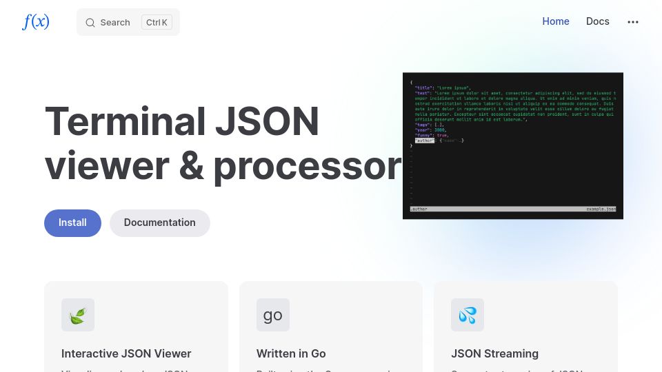Screenshot of fx.wtf: Fx – Terminal JSON Viewer